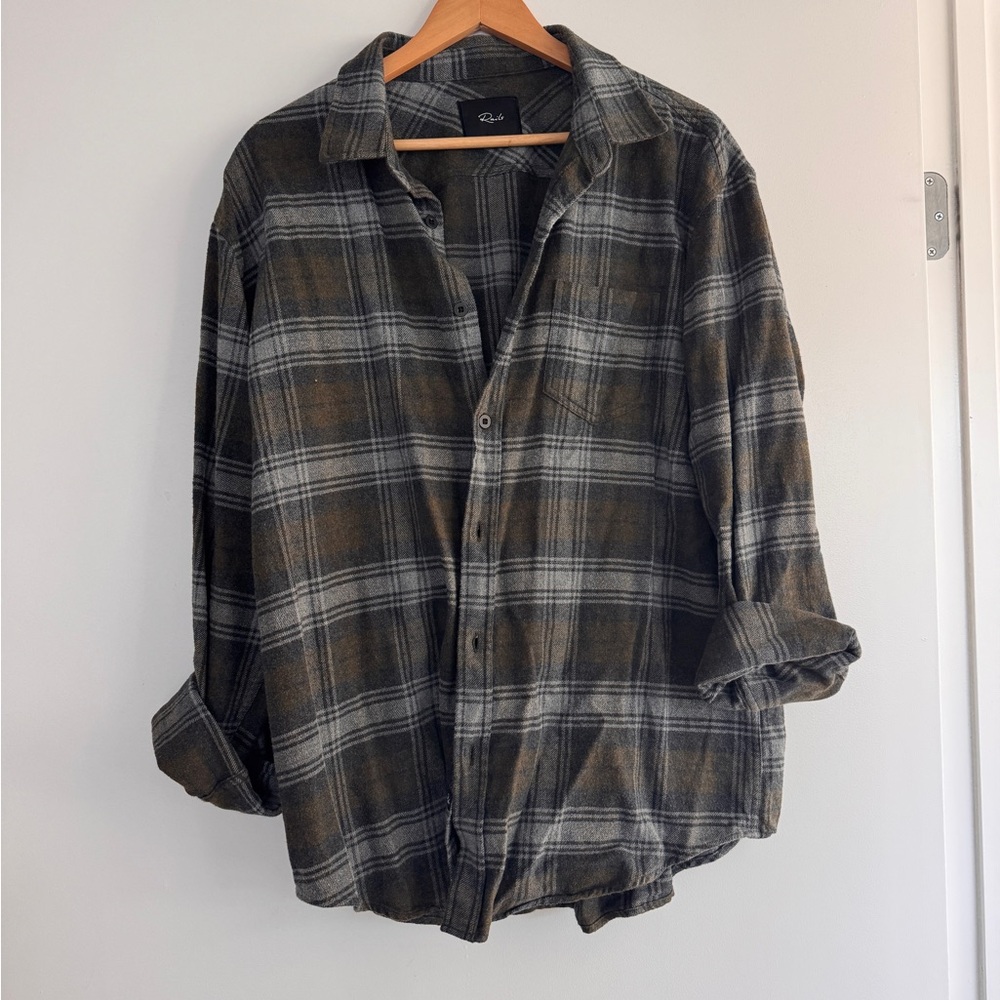 Rails Olive and Gray Plaid Shirt Jacket